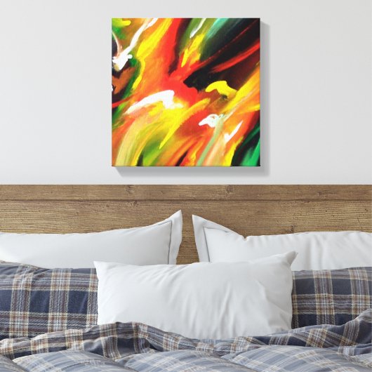 Toile Rouge jaune vert Abstrait (Insitu(Chambre))