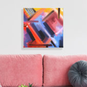 Toile Rouge moderne orange noir rose bleu abstraction (Insitu(Salon))