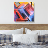 Toile Rouge moderne orange noir rose bleu abstraction (Insitu(Chambre))