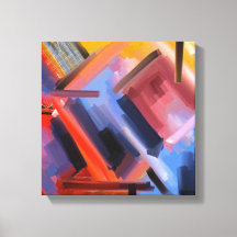 Rouge moderne orange noir rose bleu abstraction