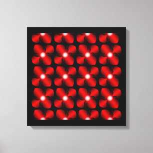 Toile rouge & noir fleurs métalliques fleurs florales go
