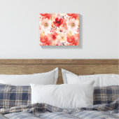 Toile Rouge or Abstrait peinture motif floral (Insitu(Chambre))