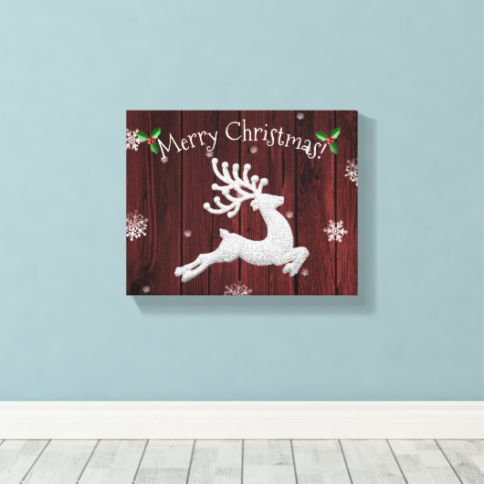 Toile Rouge Russe Reindeer Canvas de Noël Imprimer (Insitu (Plancher de Bois))