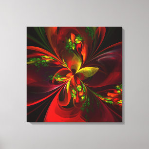 Toile Rouge vert moderne Floral Abstrait Art Motif #05
