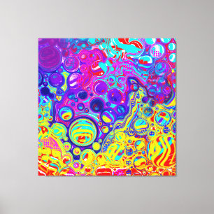Toile Rouge, Violet, Bleu, Vert Jaune Art Abstrait