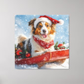 Toile Rough Collie Dog in Sledge Let Snow Christmas (Recto)
