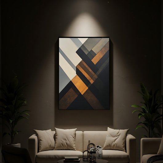 Toile Rouille Texturée Géométrique Abstraite Moderne