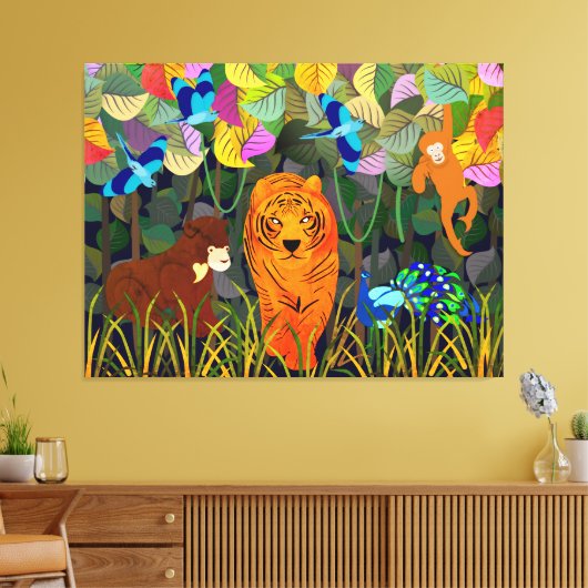 Toile Roulon indien de singe de la Jungle Tigre Soleil O (Insitu(Salon))