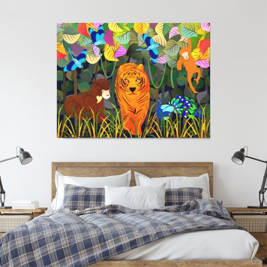 Toile Roulon indien de singe de la Jungle Tigre Soleil O (Insitu(Chambre))