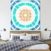 Toile Round Ocean Waves Mandala Turquoise et Turquoise (Insitu(Chambre))