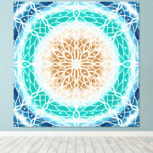 Toile Round Ocean Waves Mandala Turquoise et Turquoise (Insitu (Plancher de Bois))