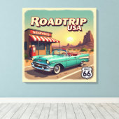 Toile Route 66 - Retro Pop Art (Insitu (Plancher de Bois))