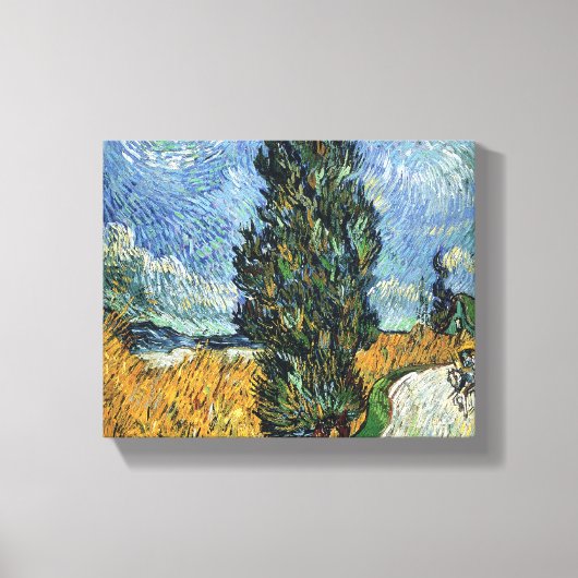 Toile Route avec cyprès de Van Gogh Impressionnisme (Recto)