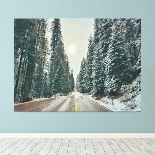 Toile Route d'hiver à travers la forêt (Insitu (Plancher de Bois))