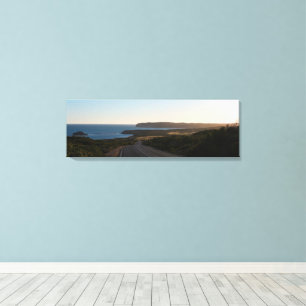 Toile Route vers coucher de soleil paysage côtier panora