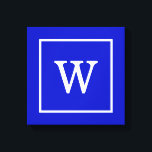 Toile Royal Bleu Blanc encadré Monogramme initial<br><div class="desc">Royal Bleu et Blanc encadré Monogramme initial Un arrière - plan solide élégant avec une zone encadrée blanche pour votre monogramme, nom ou autre texte. Vous pouvez également modifier la police de texte, modifier la taille et la couleur de la police, déplacer le texte, etc. Si vous voulez ce design...</div>