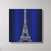 Toile Royal Blue & Silver Tour Eiffel Paris Modern Glam (Recto)
