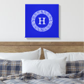 Toile Royal Blue Wt Grèce clé cadre de ligne initiale Mo (Insitu(Chambre))