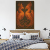 Toile Royal Gold Phoenix Pair · Luxury Fine Art Canvas (Insitu(Chambre))