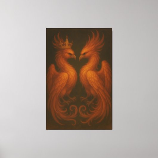 Toile Royal Gold Phoenix Pair · Luxury Fine Art Canvas (Recto)