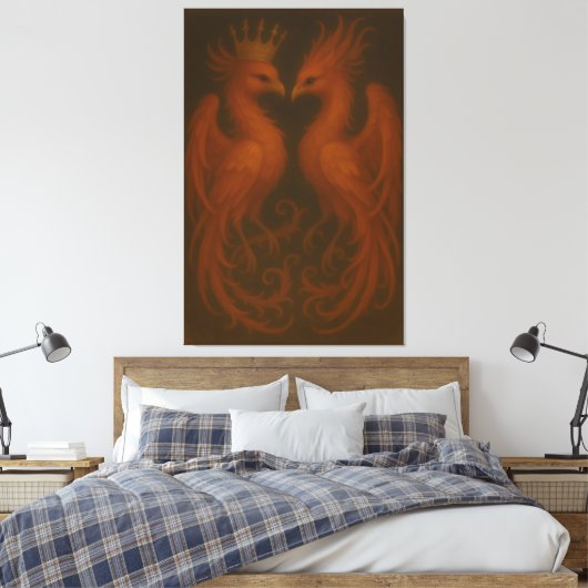 Toile Royal Gold Phoenix Pair · Luxury Fine Art Canvas (Insitu(Chambre))