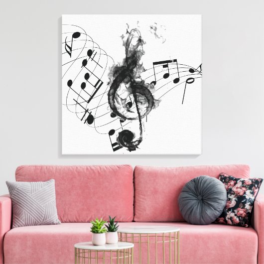 Toile Royal Music Note noir et blanc (Insitu(Salon))