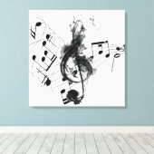 Toile Royal Music Note noir et blanc (Insitu (Plancher de Bois))