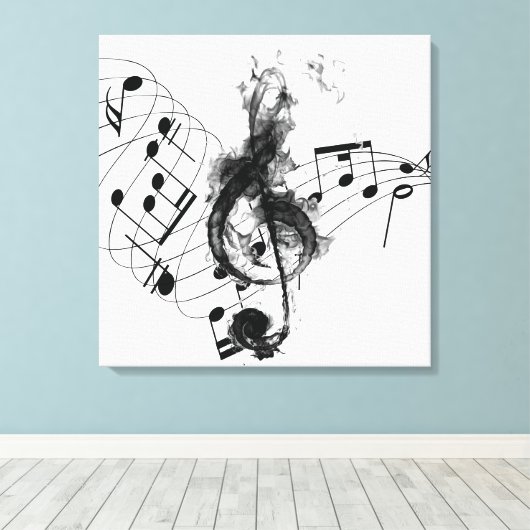 Toile Royal Music Note noir et blanc (Insitu (Plancher de Bois))
