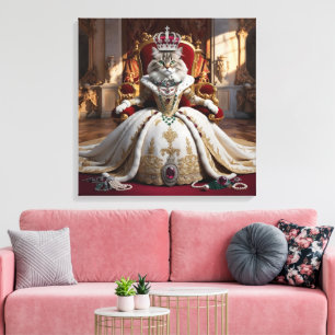 Toile Royal Pet Queen Portrait - Art numérique luxueux