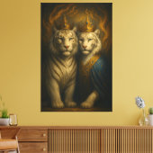Toile Royal White Tiger Couple – Flaming Crown Edition | (Insitu(Salon))