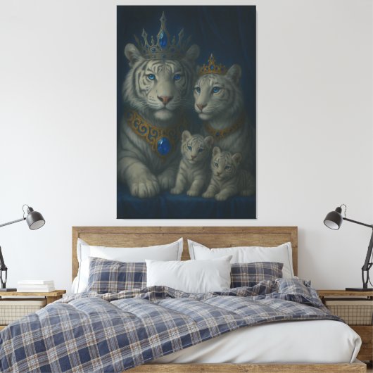 Toile Royal White Tiger Family · Blue Sapphire Crown Can (Insitu(Chambre))