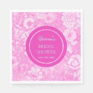 Toile Roze Bloemen Elegant Vrijgezellenfeest Servet