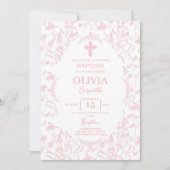 Toile roze doop meisje kaart (Voorkant)