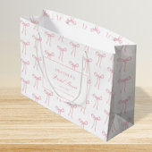 Toile Roze Strik Knoop De Knoop Blauwe Bruiloft Groot Cadeauzakje