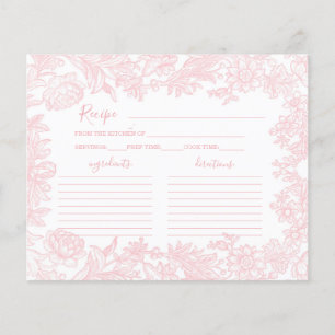 Toile roze Vrijgezellenfeest Recept Kaart