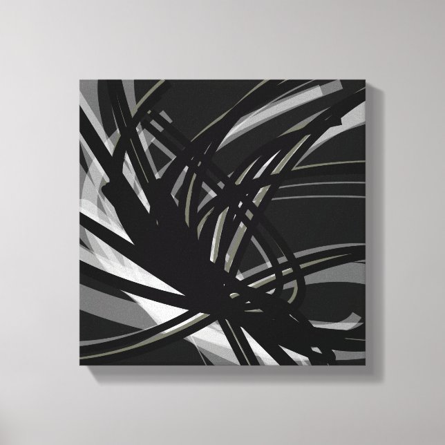 Toile Rubans Abstraits noirs et blancs | Ombres et lumiè (Front)