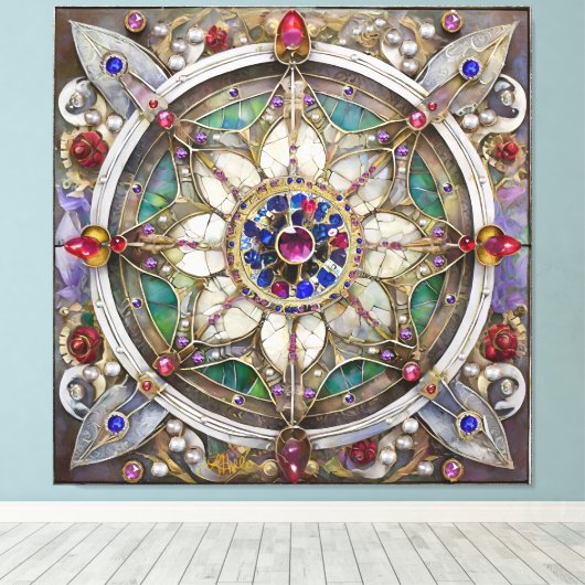 Toile Ruby, Amethyst, Sapphire et Pearl Mandala (Insitu (Plancher de Bois))