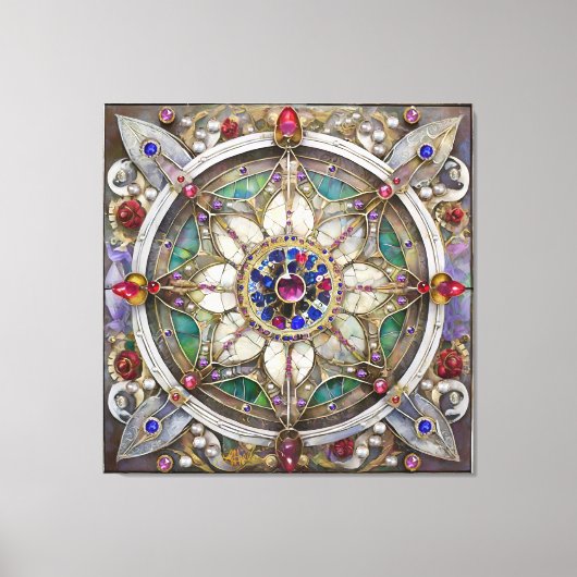 Toile Ruby, Amethyst, Sapphire et Pearl Mandala (Recto)