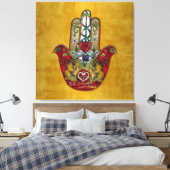 Toile Ruby Pomegranate Heart Red Bird Hamsa (Insitu(Chambre))