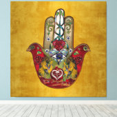 Toile Ruby Pomegranate Heart Red Bird Hamsa (Insitu (Plancher de Bois))