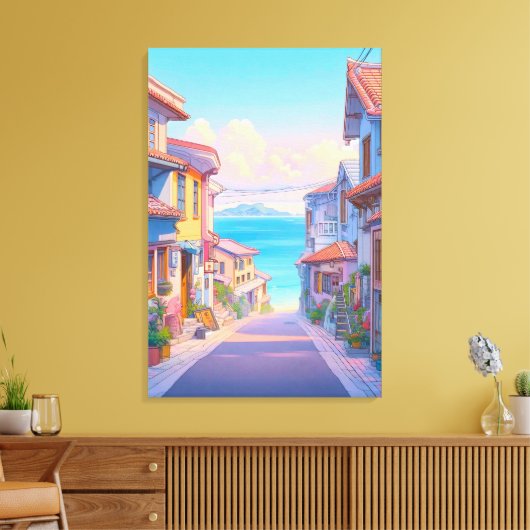 Toile Rue côtière pastel d'Okinawa (Insitu(Salon))