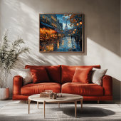 Toile Rue Rainy Cobblestone à Paris