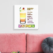 Toile RUM PUNCH Cocktail Recette Art 12"'12" (Insitu(Salon))