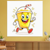 Toile **Running Juice Cup Cartoon – Fun Street Drink Cha (Insitu(Salon))