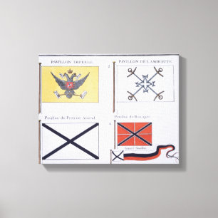 Toile Russe diminue, d'un livre français des drapeaux,