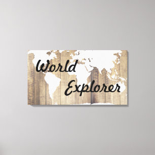 Toile Russe World Explorer Carte du monde blanc Plaques