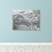 Toile Russie centrale neigeuse et brumeuse montrant Ob R (Insitu (Plancher de Bois))