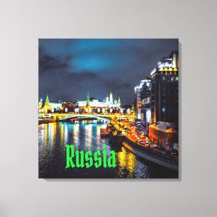Toile Russie ou Fédération de Russie Moscou la nuit