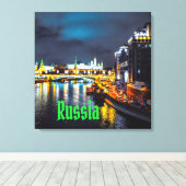 Toile Russie ou Fédération de Russie Moscou la nuit (Insitu (Plancher de Bois))