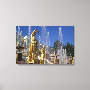 Toile Russie, Saint-Pétersbourg, Statues dorées dans la